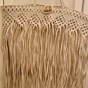 Woven Fringe Tote Beach Bag Crochet  Handbag Purse